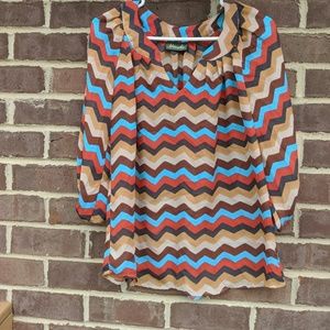 Anthro Maude chevron v-neck top